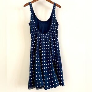 Abercrombie & Fitch Women Mini Dress Strap Navy White Polka Dot Lace Trim Size L